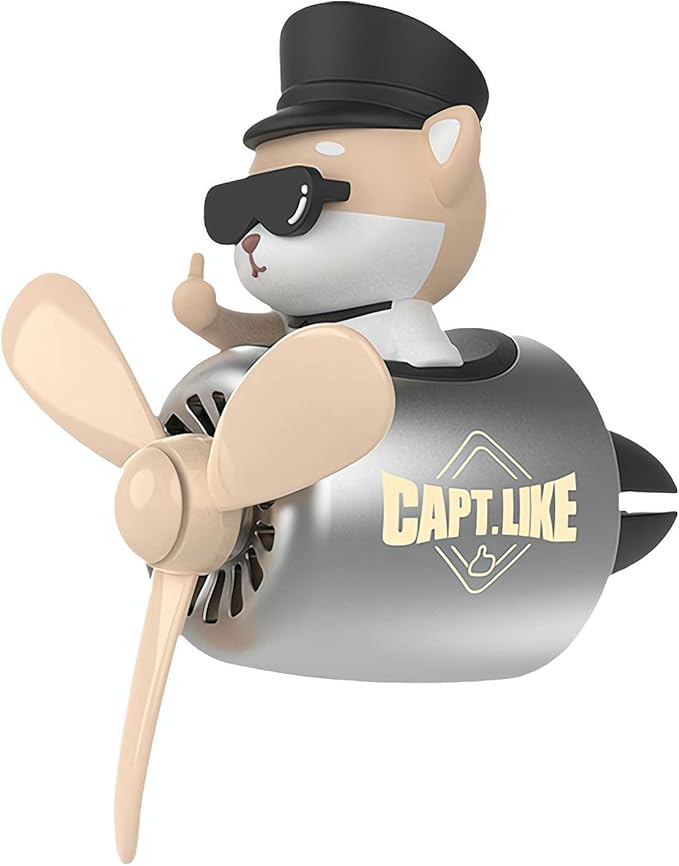 Cartoon Animal Pilot Car Air Freshener, Cute Automotive Air Outlet Creative Car Perfume Diffuser, Pilot Bear Car Air Freshener for Car (hiba Inu Captain)