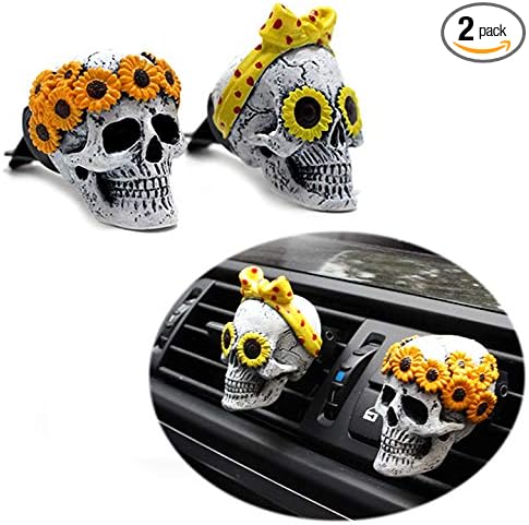 Evil Skull Statue Car Air Outlet with Air Freshener, Car Interior Decor Funny Cute Ornament Christmas Birthday Gift for Men Women Boys Girls
