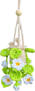 Handmade Crochet Hanging Essential Oil Diffuser Plant for Car Air Freshener | Cute Décor Knitted Succulent Fresheners for Refillable Scent Oils Holder Deffusers (Daisy)