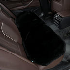 Genuine Sheepskin Auto Seat Pad, Australian Soft Wool Seat Cover Breathable and Sweat-Wicking Universal Fit (Front seat Cushion 2pcs & Rear seat Cushion 1pc, Black)