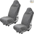 2PCS Car Towel Seat Cover, Waterproof Sweating Non-Slip Premium Soft Towel Carseat Protector, Universal Machine Washable Car Truck SUV Front Seat Cover for Gym Workout Beach Hiking (Gray)