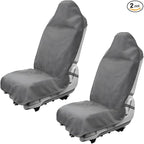 2PCS Car Towel Seat Cover, Waterproof Sweating Non-Slip Premium Soft Towel Carseat Protector, Universal Machine Washable Car Truck SUV Front Seat Cover for Gym Workout Beach Hiking (Gray)