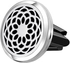 Wild Essentials Sunflower Essential Oil Car Vent Diffuser Kit, Lavender, Lemongrass, Peppermint, Orange Oils, Stainless Steel Locket Pendant, 8 Refill Pads, Customizable Color Changing Air Freshener
