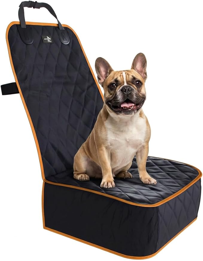 Active Pets Dog Car Seat Cover, Waterproof Front Seat Protector for SUV Truck Sedan, Pet Safety Travel Comfort System with Universal Fit, Orange