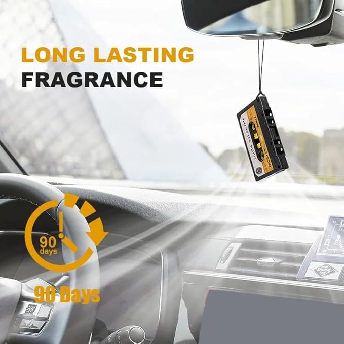 Retro Cassette Car Air Freshener 3 Pack by ImagineeringDepot - Novelty Audio Tape Design, 90s Gifts, New Car Scent, Vanilla Scent, Crystal Ice Scent, Long-Lasting Freshness, Classic Gift