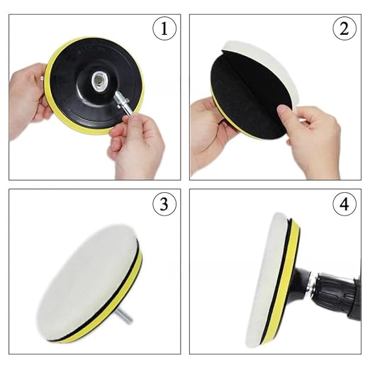 6Pcs 6 Inch Wool Polishing Buffing Pad Polishing Buffing Wheel for Drill Buffer Polisher Attachment with M14 Drill Adapter for Car Polishing and Waxing,Glass,Tire,Tile Polishing