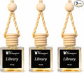 Gift Paradise® Library Hanging Car Air Freshener Set of 3 (10 ml Each) – Cozy Bookish Scent Fragrance Oil Diffuser with Wooden Cap for Car, Closet, Home & Office | Velvet Gift Bag Included