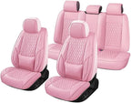 Car Seat Covers Full Set Custom Fit for Ford Ranger 2000-2026 - Premium Faux Leather with Lumbar Support | Breathable, Waterproof, Anti-Slip, Durable (Pink,Full Set)