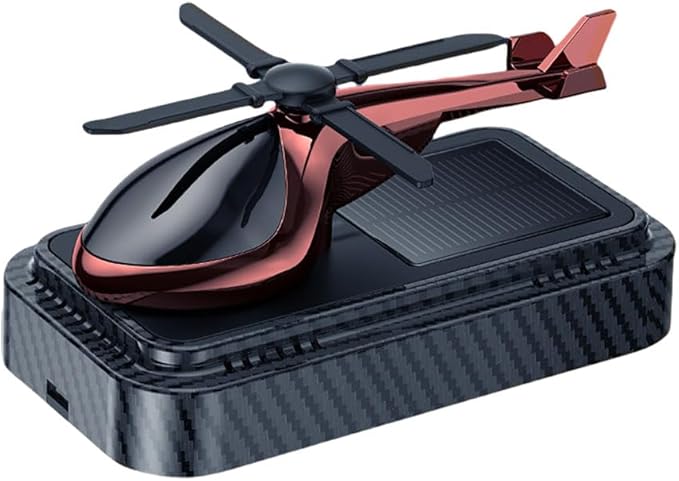 Car Air Freshener | Solar Powered Helicopter Scents Diffuser | Fashion Automotive Interior Decoration Accessories Purifiers for Car and Home Aromatherapy Dashboard (Red, 11 X 6 X 5.7 CM)