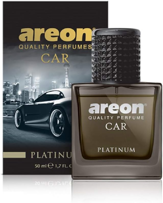 Areon Car Perfume 1.7 Fl Oz. (50ml) Glass Bottle Air Freshener, Platinum