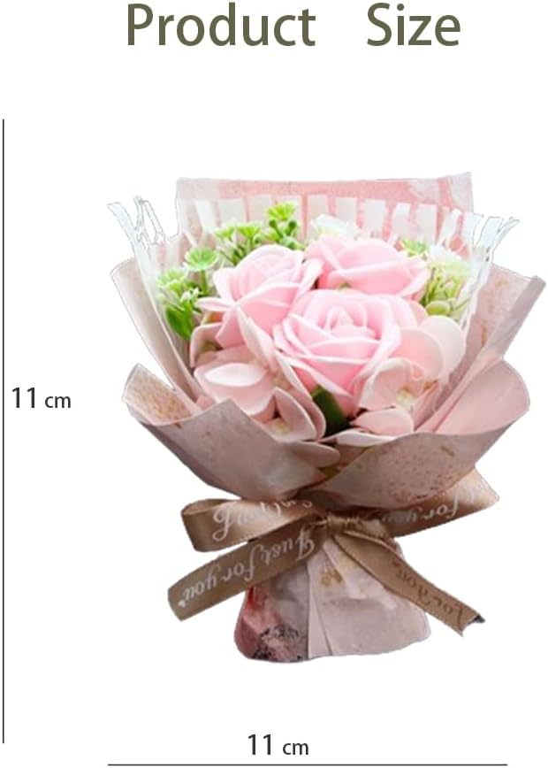 Mini Car Vent Clip Air Freshener, Aesthetic Floral Soap Rose Bouquet Diffuser Decor, Reusable Essential Oil Aroma Pad, Cute Car Accessories Gift for Women (Style I)