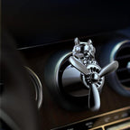 Katutude Car Air Fresheners Cute Bulldog Pilot Car Air Outlet Fan Rotating Propeller Car Aroma Diffuser Perfume Clips Automotive Decoration, Silver