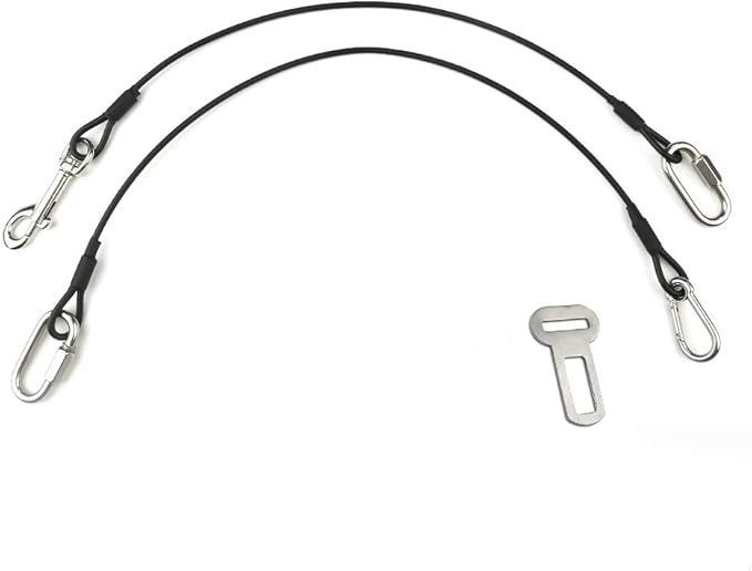 Dog Car Seat Belt Restraint, Sonku 2 Pack Proof Steel Cable Safety Vehicle Belt Fit for Small, Medium, Large, and X-Large Dogs