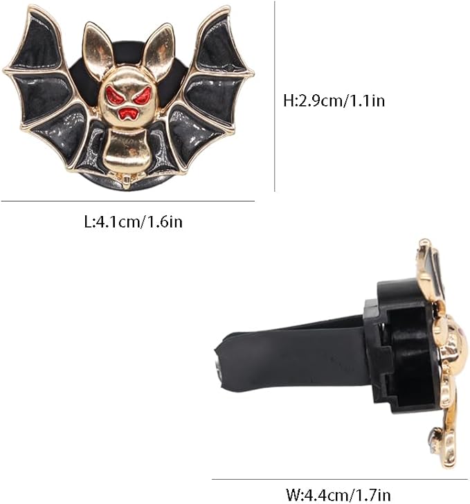 Bat Air Vent Clip Car Air Freshener 2pcs Black Vampire Bat Car Air Fresheners Vent Clips Gothic Vent Clip Car Accessories Gift for Girlfriends Boyfriend Refillable Car Diffuser