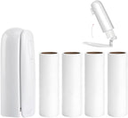Mini Travel Lint Roller with 150 Sticky Sheets, Compact Portable Pet Hair Remover with Cover for Clothes, Travel, Small Foldable Lint Roller for Purse Car Bag Essentials (White)