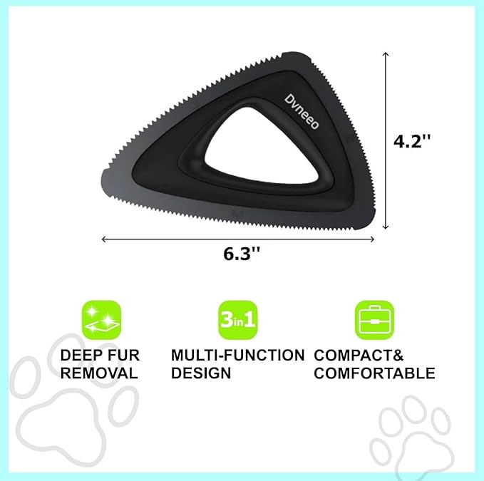 Pet Hair Removal Tool, Carpet Dog Hair Remover for Car Interior- Rapid Removal, Durable & Ergonomic, for Car Mats, Couch, Furniture, Carpets (Black)