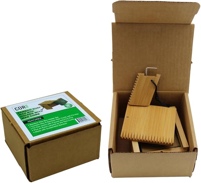 Bamboo Surfing Wax Box Holder with Surf Fin Allen Key