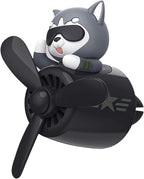 Cartoon Animal Pilot Car Air Freshener, Cute Automotive Air Outlet Creative Car Perfume Diffuser, Pilot Bear Car Air Freshener for Car (Husky Black)