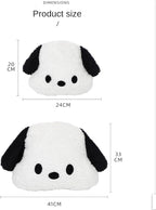 Cute Car Headrest & Lumbar Support Seat Cushion Adorable Black & White Dog Pattern, Comfortable & Durable Accessories Pillow, Set Includes 1Headrest &1 Lumbar Support