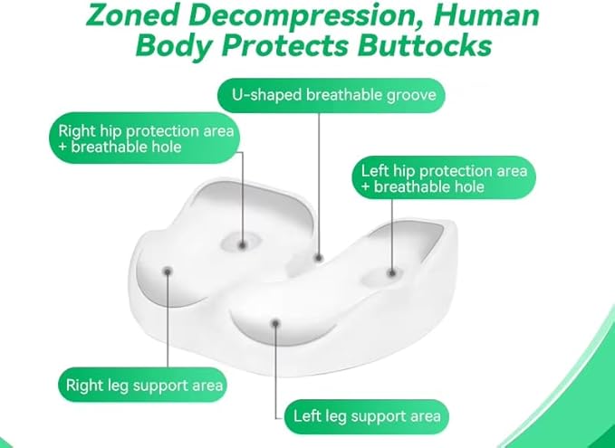 Seat Cushion for Office Chair Orthopedic Memory Foam Coccyx Support Pad Sciatica Pain Relief Tailbone Back Comfort Posture Alignment Pressure Massage Home Car Work