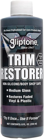 Gliptone Trim Restorer Graphene Infused, Semi-Permanent Coating for Plastic & Vinyl Exterior Trim, Restores Faded Color & Protects, Non-Silicone & Body Shop Safe, 8 oz