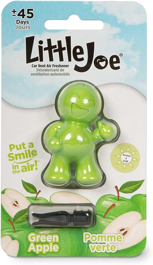 Little Joe 96416 Green Apple Scent Car Air Freshener A/C Vent Clip Uses Alcohol-Free Fragrance Oil is Non-Hazardous and Non-Toxic Plastic, Pack of 2