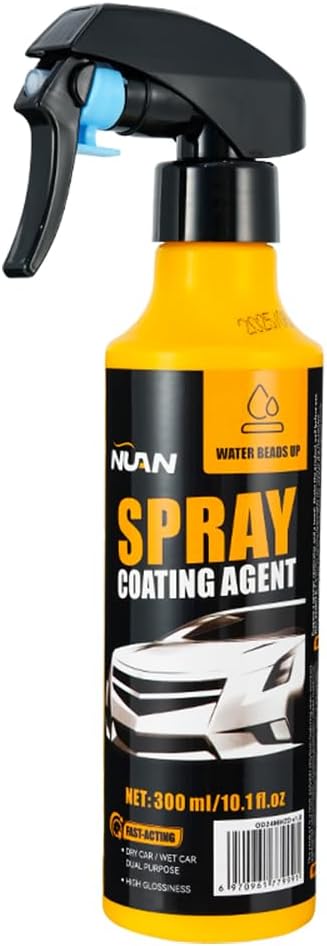 NUAN 300ml Car Coating Spray Kit, Nano Hydrophobic Ceramic Coating, Easy-to-Spray Auto Paint Protection, Includes Microfiber Cloth for Vehicle Shine & Protection