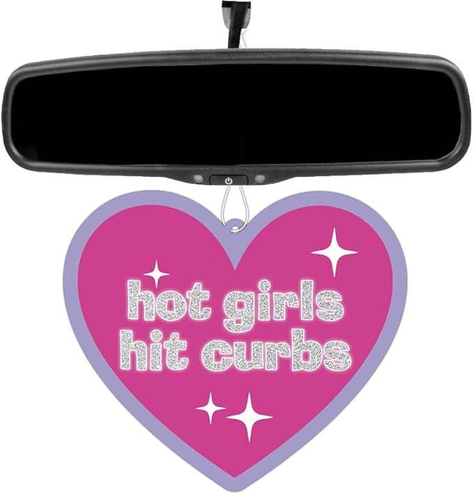 Hot Girls Hit Curbs Cute Y2K Pink Hearts Hanging Air Freshener Car Decor for Girls Lavender Scented