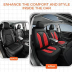 Skechers Memory Foam™ Car Seat Covers, Hexcomb Breathable Thick Seat Covers Two Front Seat Covers, Airbag Compatible, Automotive Comfort & Protection for Most Cars,Van,Trucks, SUVs (Red)