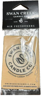Swan Creek Candle Co. Luscious Lemon Vanilla Hanging Car Air Freshener 04165 Pack of 3, Black White