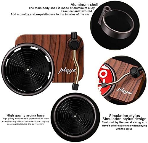 Car Air Diffusers Freshener, Car Vent Clip Aromatherapy Fragrance Diffuser, Car Record Player Design Turntable Perfume Vent Outlet Diffuser with 3 Refill Pads