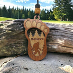 Personalized Car Air Freshener, Wood Diffuser and Fragrance Oil Set, Custom Message, Rearview Mirror Charm, Bigfoot Believe, Sasquatch, Auto Accessory for Men or Women (Mountain Rain)