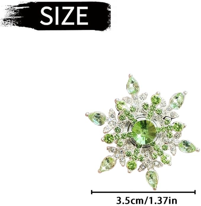Bling 4Pcs Snowflake Air Vent Clips Car Air Freshener Outlet Clips Bling Rotatable Snowflake Car Vent Decorations Stress Relief Auto Accessories Toy Refillable (Green)