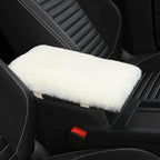 Sheepskin Armrest Cover Auto Center Armrest Cover Car Soft Console Pad, Fluffy Wool Auto Center Console Cover for Most Car Arm Rest Decoration Protector 7 x 13 Inch (Shearling, Ivory White)