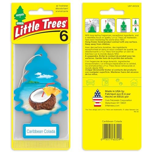 LITTLE TREES Car Air Freshener | Hanging Tree Provides Long Lasting Scent for Auto and Home | 24 Air Fresheners |Caribbean Colada