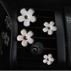 INEBIZ Cute Daisy Flowers Air Vent Decorations Clips Car Air Freshener Girly Charm Automotive Interior Aesthetic Decor Accessories for Women (White)