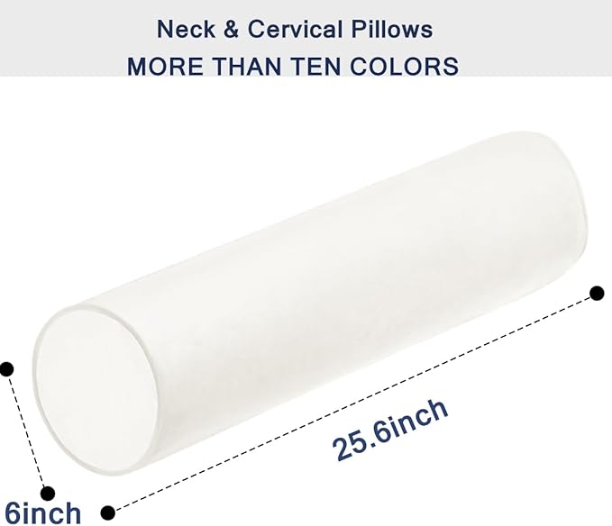 Memory Foam 26x6 Neck Pillows for Sleeping, Neck Pain Relief, Side Back Stomach Sleeper, Car or Office Chair Sofa,Support Cervical Pillow with Soft Velvet Pillowcase - Beige