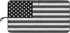 American Flag Car Windshield Sun Shade, Foldable Car Front Window Sunshade for Cars SUV Truck, Auto Interior Sun Protection Cover, Blocks UV Rays & Keeps Your Vehicle Cool (Black, L)