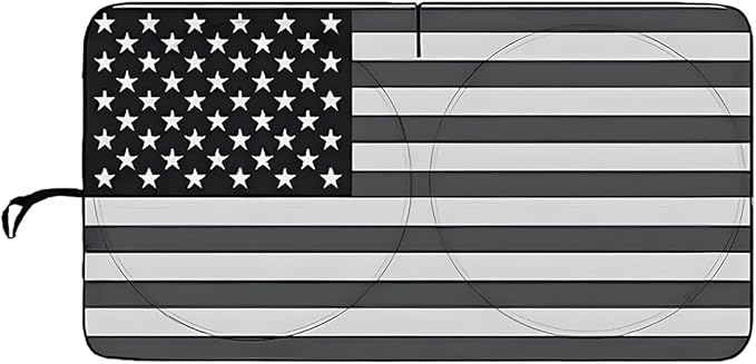 American Flag Car Windshield Sun Shade, Foldable Car Front Window Sunshade for Cars SUV Truck, Auto Interior Sun Protection Cover, Blocks UV Rays & Keeps Your Vehicle Cool (Black, M)