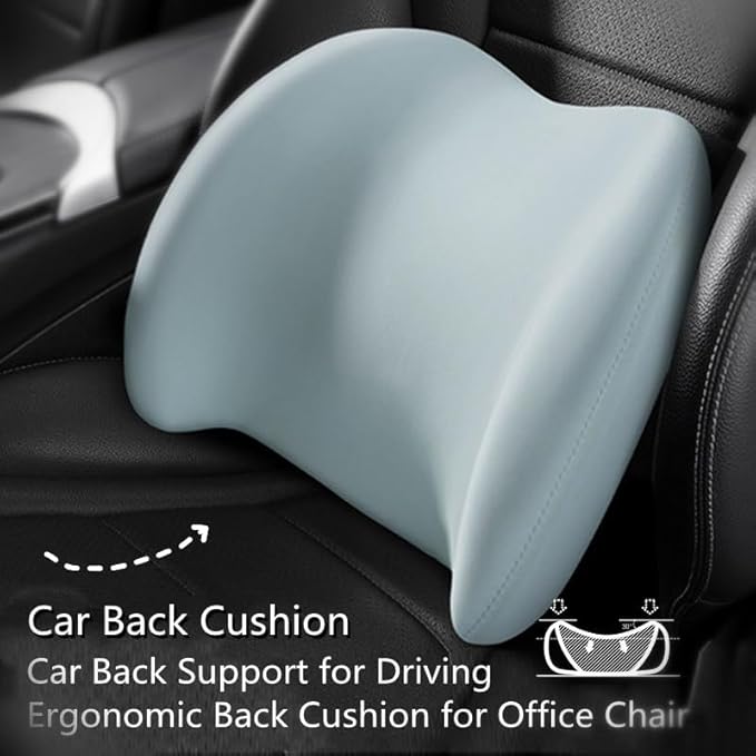 Car Headrest & Lumbar Support Cushion Kit, Ergonomic Car Seat Neck Pillow and Backseat Cushion for Driving Fatigue Relief, Driving Seat Memory Foam Neck Back Rest Pillows (Black)