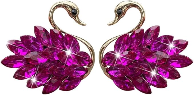 Katutude 2 Pcs Crystal Swan Car Air Vent Clips with Fragrance Tablets, Car Diffuser Air Freshener Vent Clips Air Conditioner Outlet Clip Charm Bling Car Interior Decoration, Rose