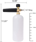 Foam Cannon with 1/4 Inch Quick Connector, 1 Liter Bottle, Professional Grade,uick Release (Up to 3200 PSI)