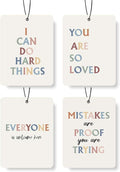 Inspirational Quote Car Air Freshener 4Pcs, Motivational Phrases Hanging Scents for Cars Closet Drawer Books，Uplifting Car Accessories Mirror Decor for women