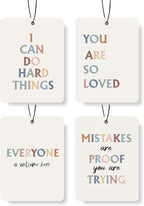 Inspirational Quote Car Air Freshener 4Pcs, Motivational Phrases Hanging Scents for Cars Closet Drawer Books，Uplifting Car Accessories Mirror Decor for women