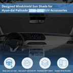 Windshield Sun Shade for Hyun-dai Palisade 2026 2025 2024 2023 2022 2021 2020 Accessories Window Sunshade Fit Hyun-dai Palisade Front Window Shade Sun Visor Blocks UV Keep Car Cooler