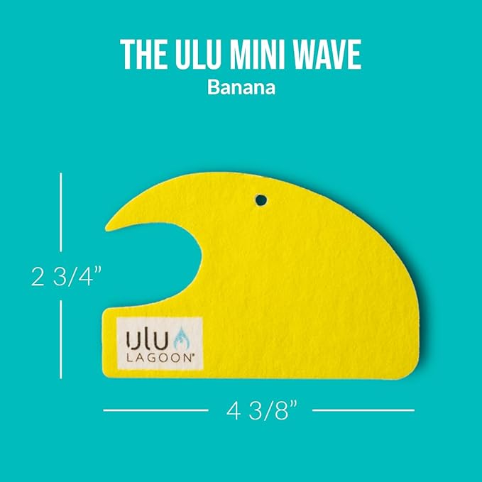 ulu Lagoon Hanging Car Air Freshener | Tropical Beach Coconut Surf Wax Scent Mini Wave | Long Lasting Car Freshener, Closet and Beyond | Made In USA | 3 Pack (Yellow)