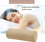 Memory Foam 16x6 Neck Pillow for Sleeping, Neck Pain Relief, Side Back Stomach Sleeper, Car or Office Chair Sofa,Support Pillow with Soft Velvet Pillowcase (Light Coffee)