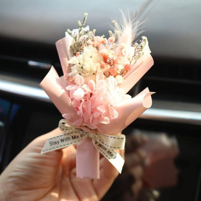 Red Mini Dried Flowers Bouquet for Car Air Vent Clips, Car Air Outlet Perfume Decoration, Air Fresheners Interior Decoration Automotive Air Fresheners Interior Accessories