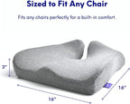 C CUSHION LAB Patented Pressure Relief Seat Cushion for Long Sitting Hours on Office/Home Chair, Car, Wheelchair - Extra-Dense Memory Foam for Hip, Tailbone, Coccyx, Sciatica - Light Grey