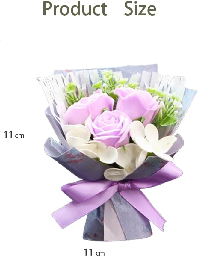 Mini Car Vent Clip Air Freshener, Aesthetic Floral Soap Rose Bouquet Diffuser Decor, Reusable Essential Oil Aroma Pad, Cute Car Accessories Gift for Women (Style D)
